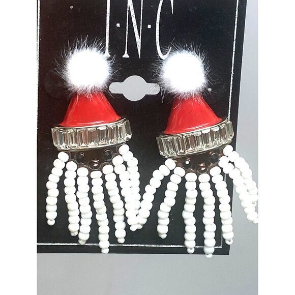 Inc Santa brown‎ drop dangle holiday Christmas pierced fashion earrings - Picture 1 of 5